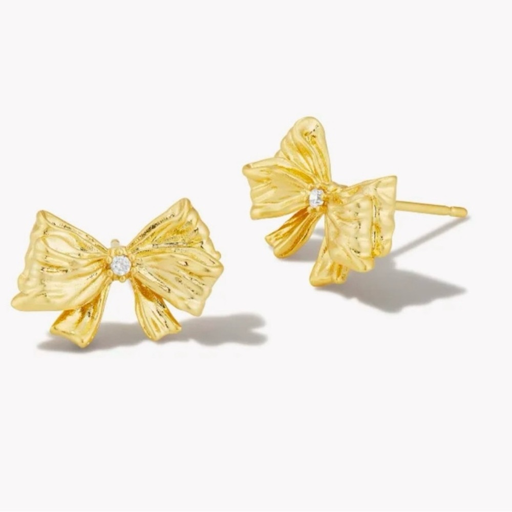 Kendra Scott x LoveShackFancy Gold Stud Earrings with White Crystal